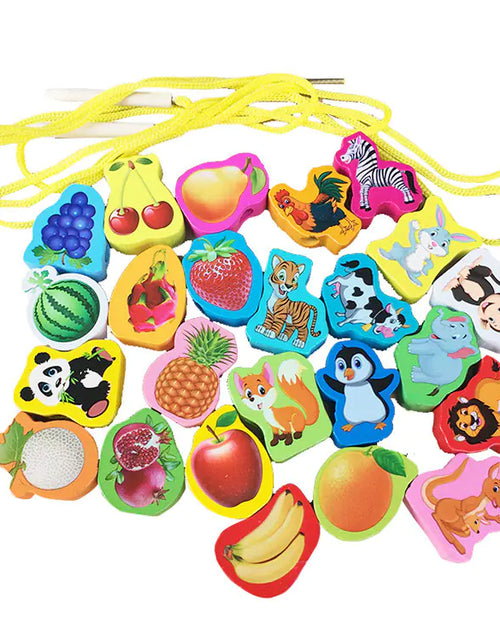 Load image into Gallery viewer, Wooden Bead Stringing Toy for Early Education
