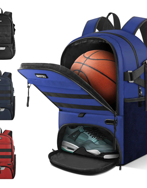 Load image into Gallery viewer, BROTOU Basketball Backpack Large Basketball Bag with Ball holder &amp; Shoes compartment for Basketball Soccer Volleyball (Blue)
