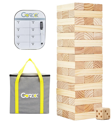 GOROCK Giant Tumble Tower Indoor Outdoor Games for Kids Adults Family57 PCS Stacking Games with Scoreboard | Dice | Carrying Bag Classic Family Games for Halloween Christmas Festival (Over 4.2 FT)