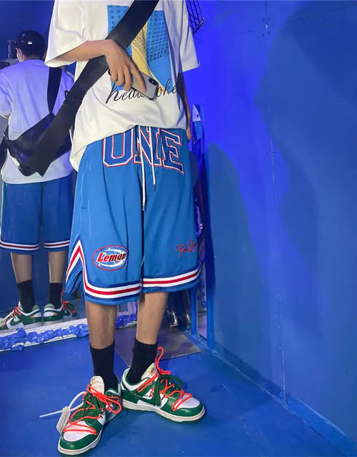Load image into Gallery viewer, Embroidered Letter Loose Basketball Sweatpants
